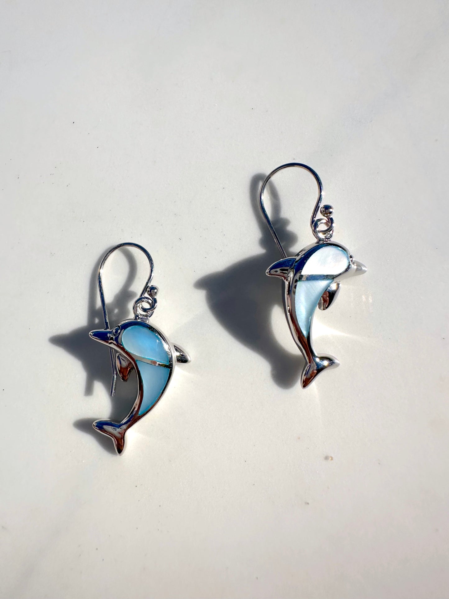 Blue Dolphin Mother of Pearl Earrings