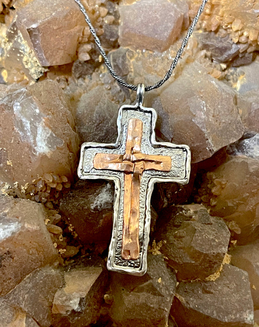 Rose Gold Cross Sterling Silver Necklace