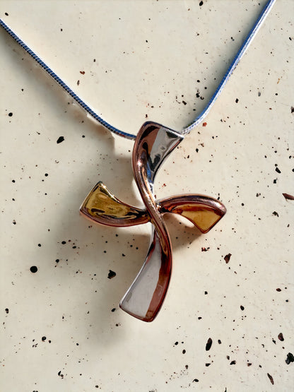 Gold Plated & Silver Cross Necklace