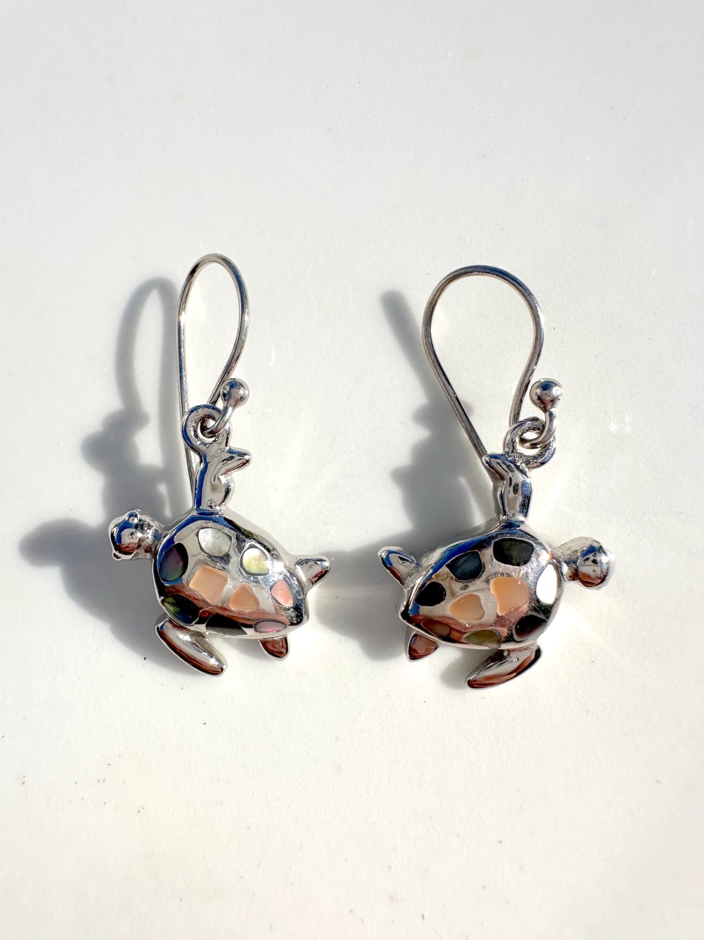 Mosaic Turtle Sterling Silver Earrings