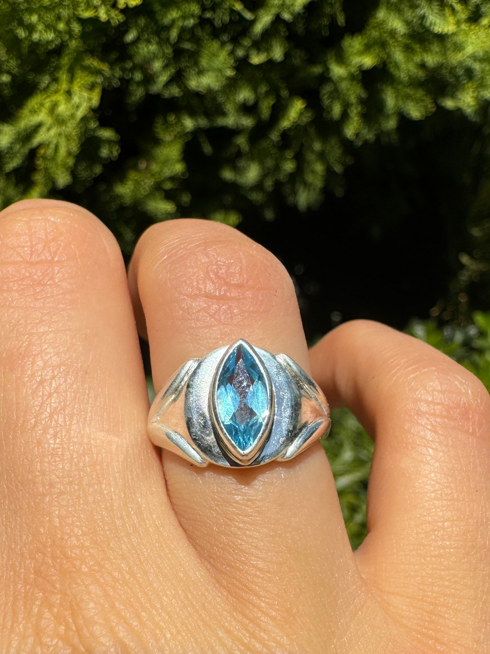 Drop Tear Blue Topaz Ring