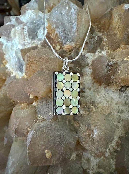 'Sushi' Mosaic Brown Sterling Silver Necklace